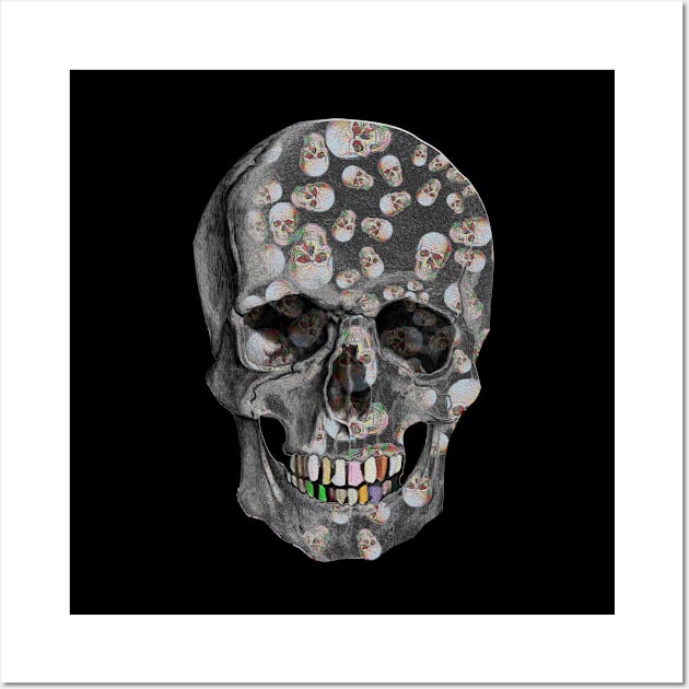 Happy Skull Pattern (black) Wall Art by zuzugraphics